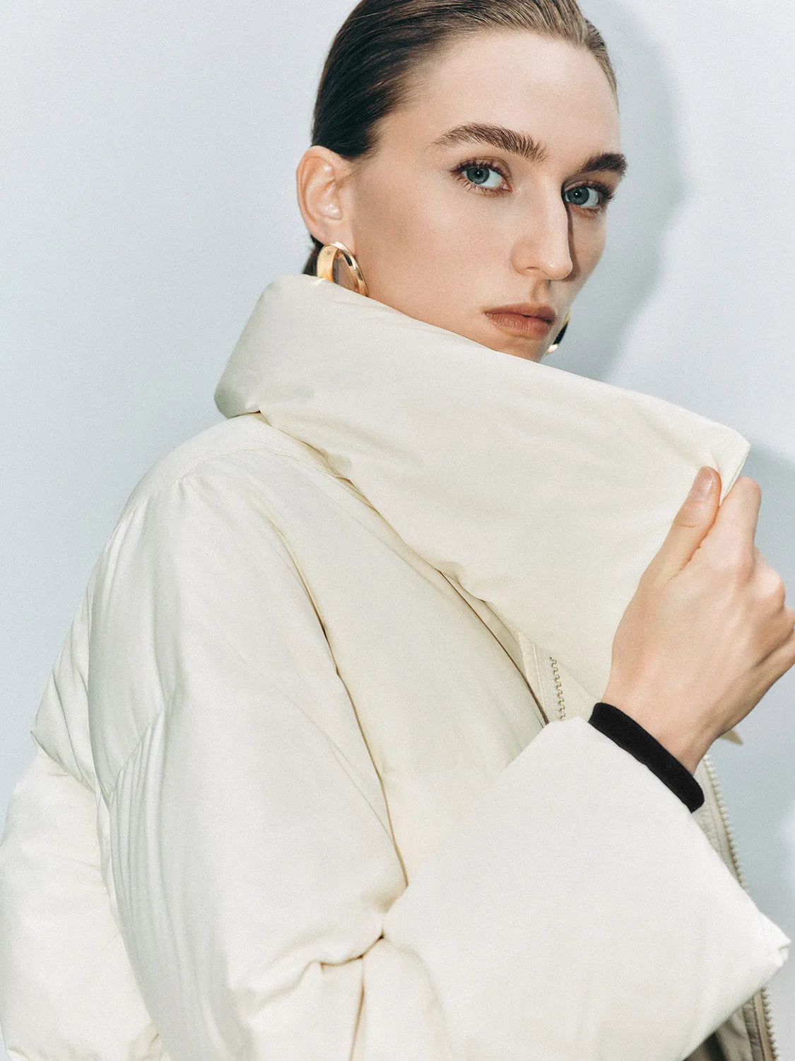 Wide Lapel Padded Down Outerwear Jackets