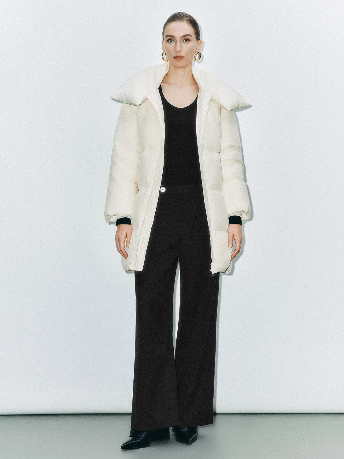 Wide Lapel Padded Down Outerwear Jackets
