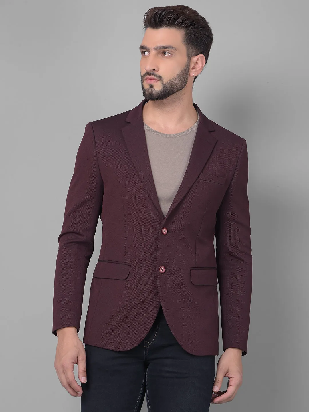 Wine Single Breasted Blazer