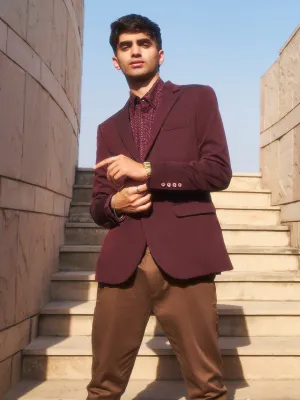 Wine Single Breasted Blazer
