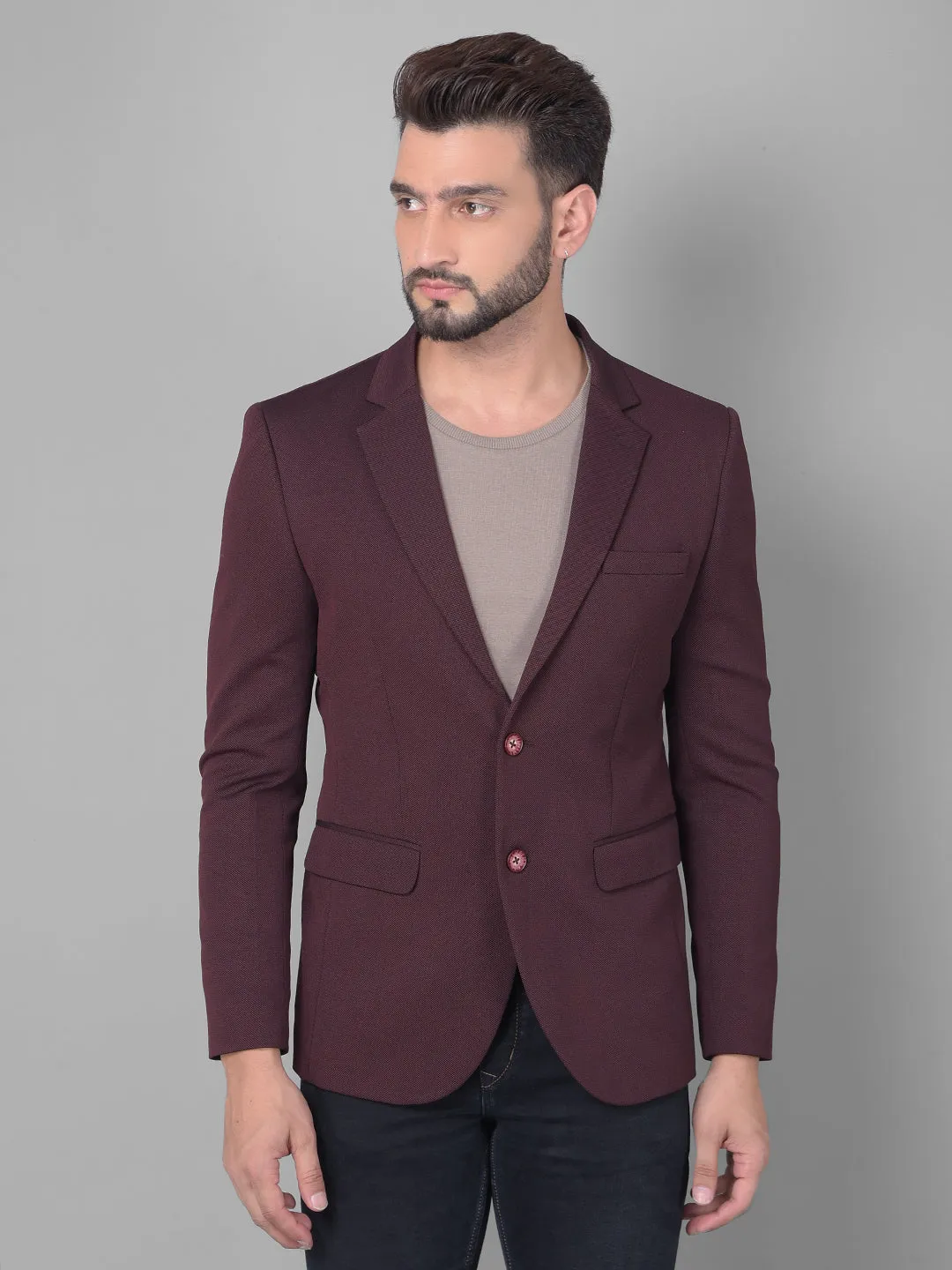 Wine Single Breasted Blazer