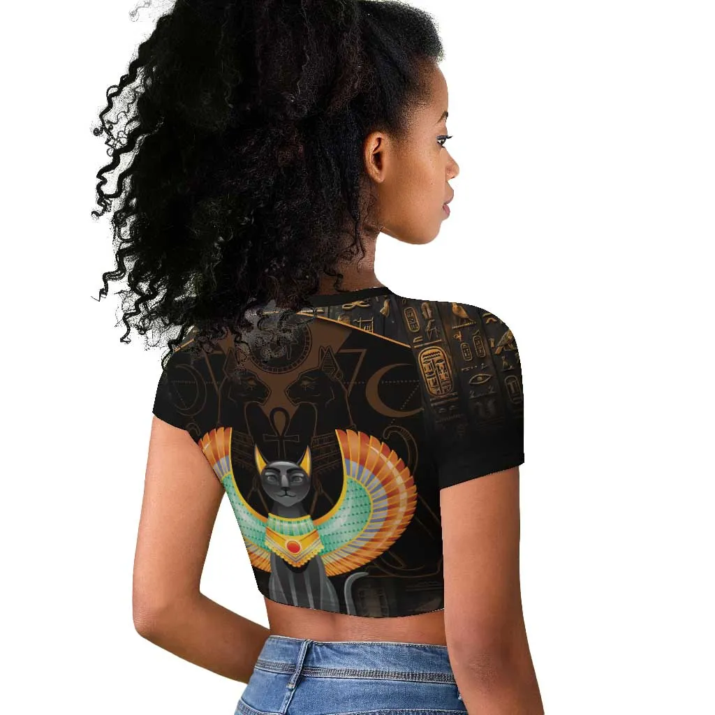 Winged Egypt Cats Raglan Cropped T shirt Ancient Egypt Culture LT9