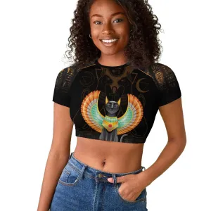 Winged Egypt Cats Raglan Cropped T shirt Ancient Egypt Culture LT9
