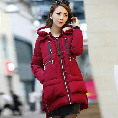 Women jacket Hoody Long Style Warm Winter Coat Women Plus Size M~XXXL