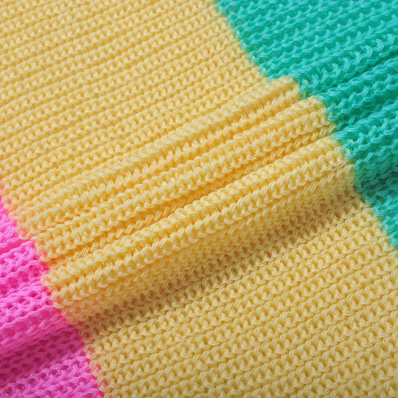 Women New Rainbow Stitching Cardigan