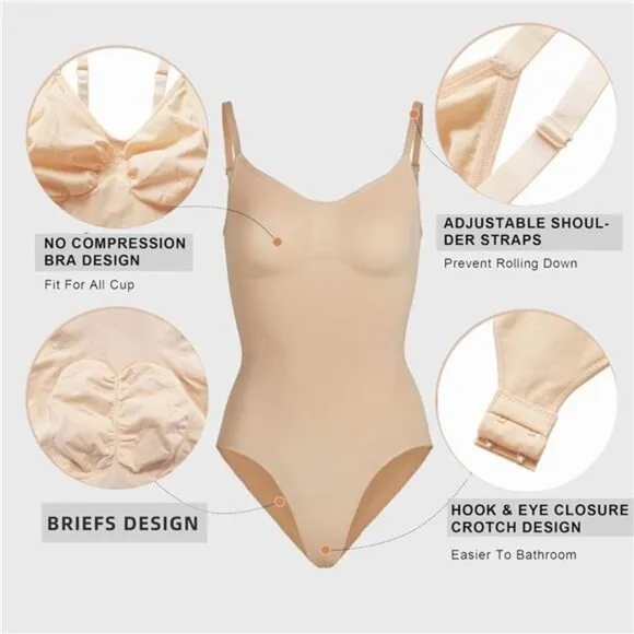 Women Shapewear Tummy Control Bodysuit Beige