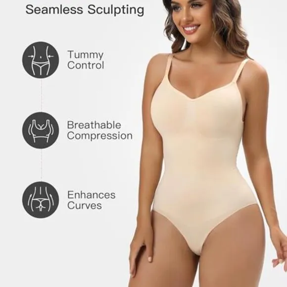 Women Shapewear Tummy Control Bodysuit Beige