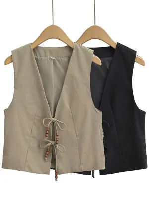 Women Vintage V-Neck Waistcoat