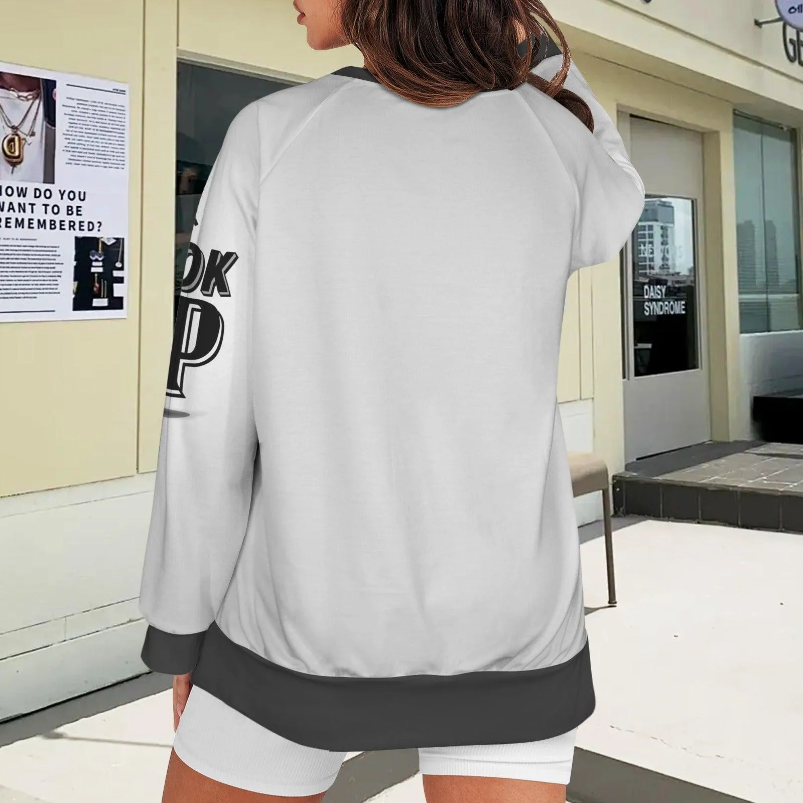 Women's Crew Neck Long Sleeve Side Zipper Sweatshirt
