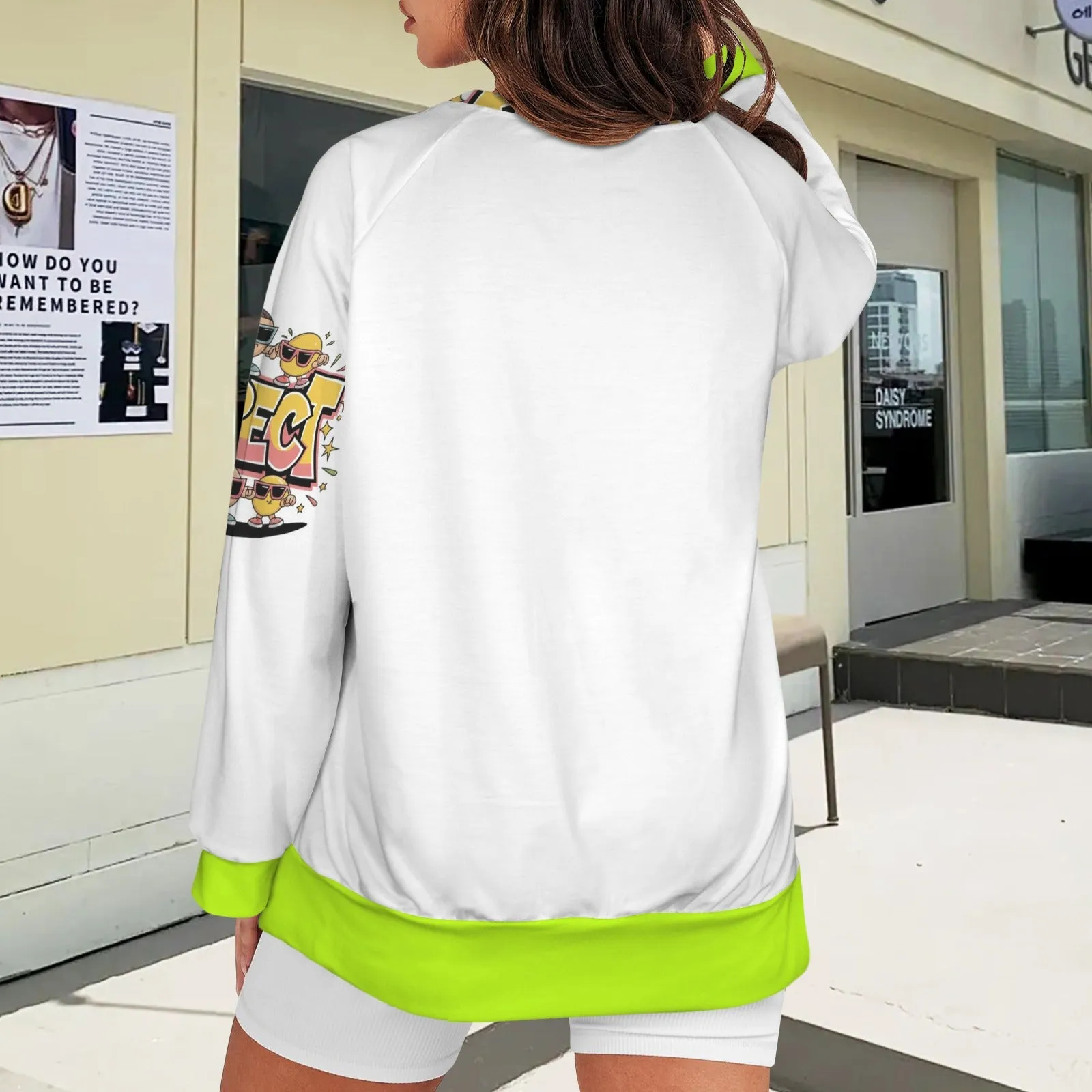 Women's Crew Neck Long Sleeve Side Zipper Sweatshirt