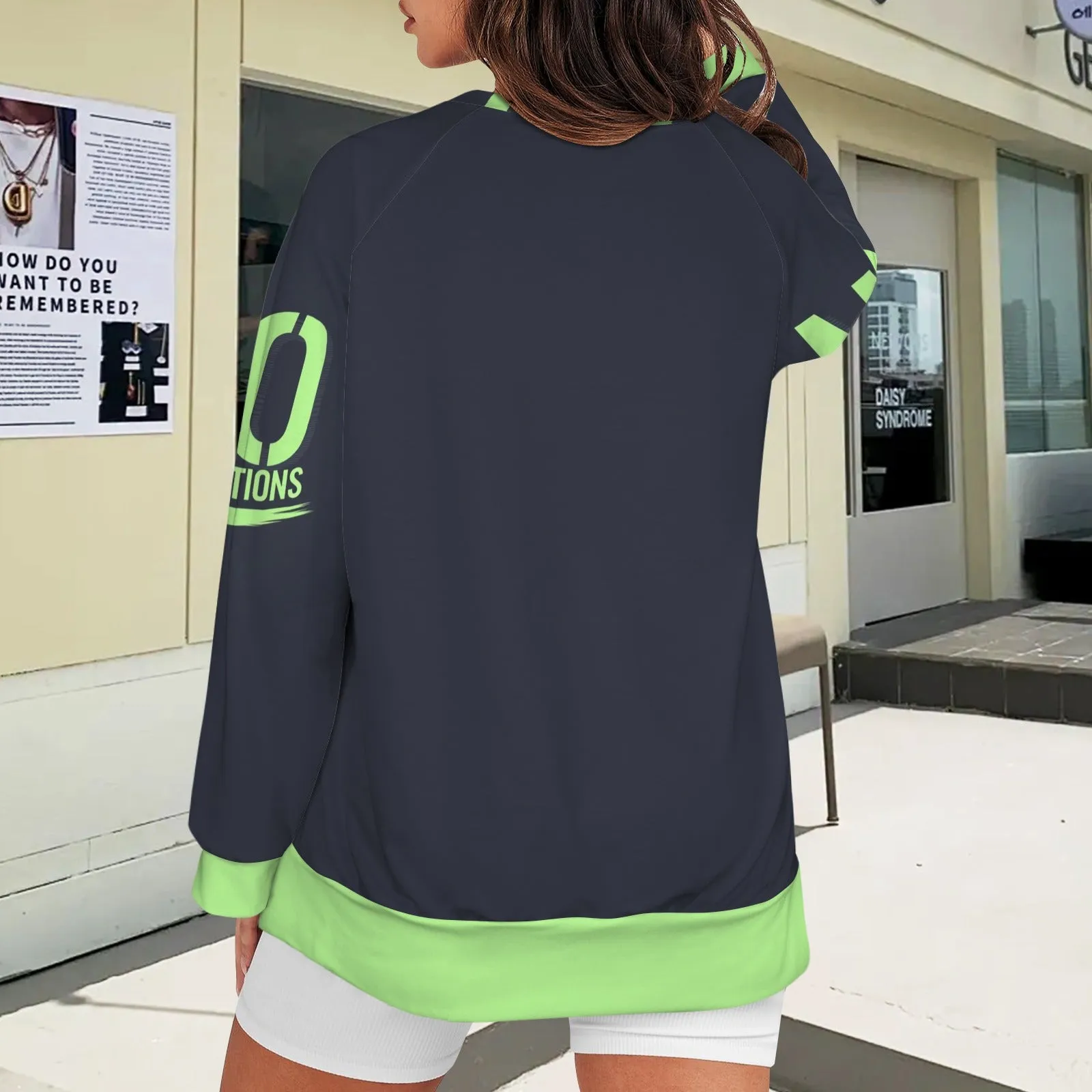 Women's Crew Neck Long Sleeve Side Zipper Sweatshirt