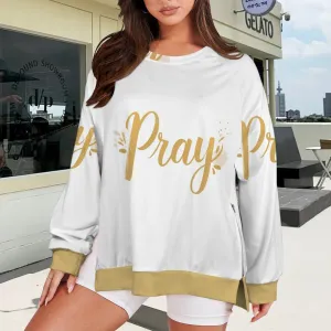 Women's Crew Neck Long Sleeve Side Zipper Sweatshirt