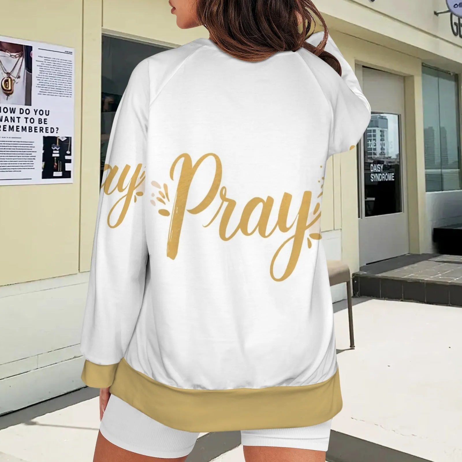 Women's Crew Neck Long Sleeve Side Zipper Sweatshirt