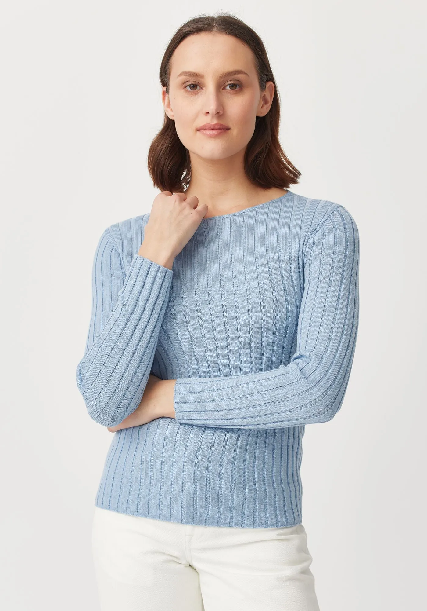 Womens Nami Rib Crew-Cascade-100063