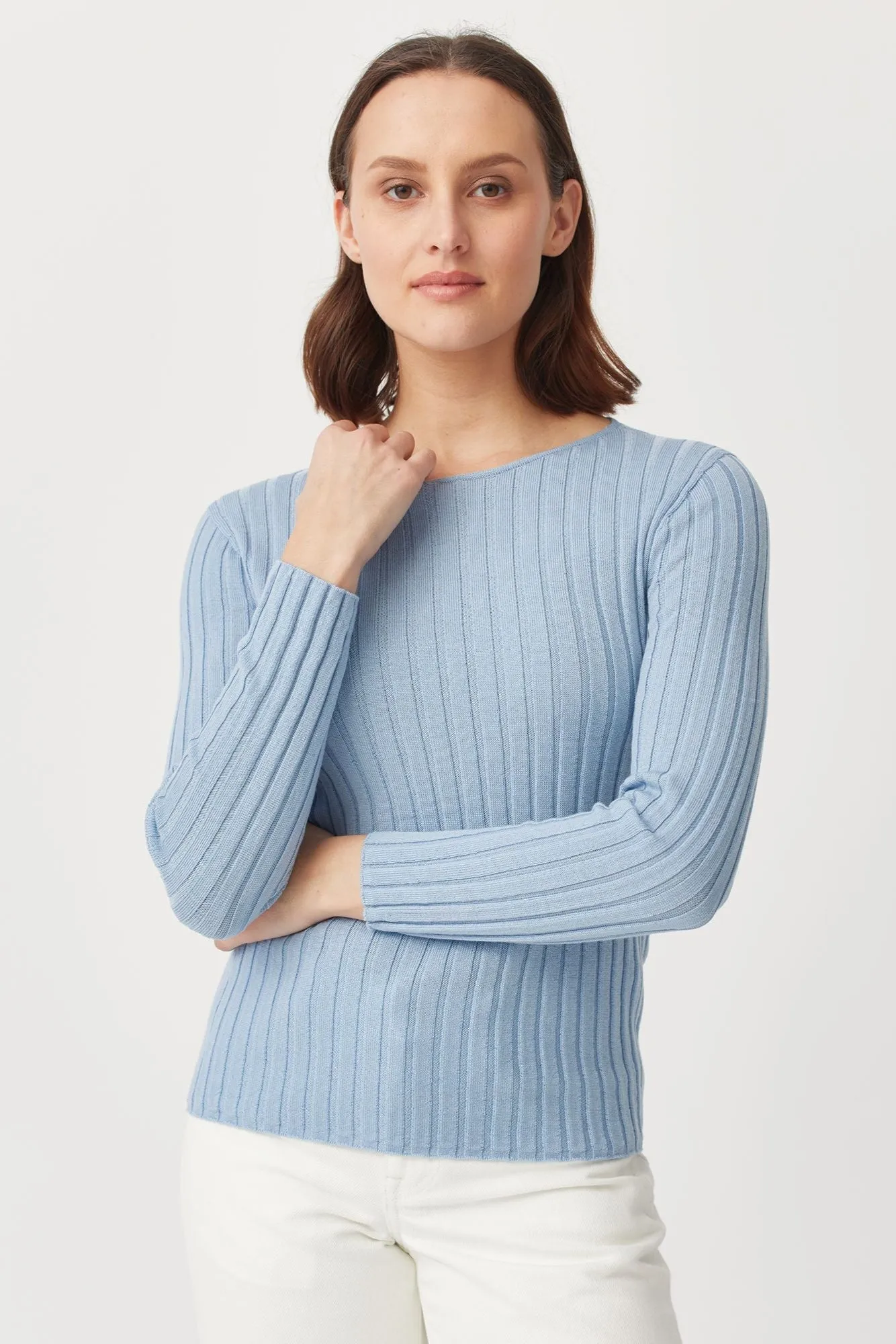 Womens Nami Rib Crew-Cascade-100063