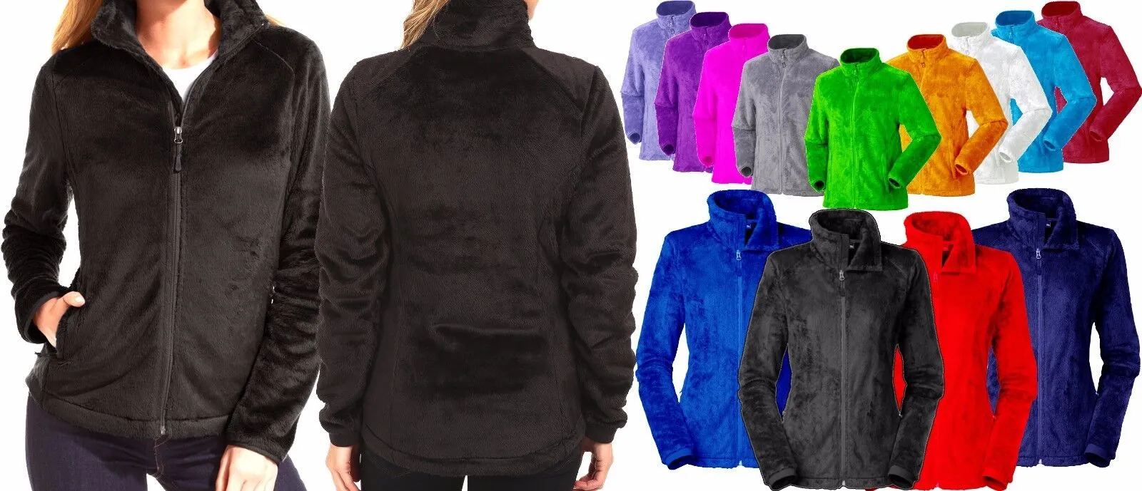 Womens Real Super-Soft N Fluffy Fuzzy  Fleece Jacket XS S M L XL 2XL 3XL