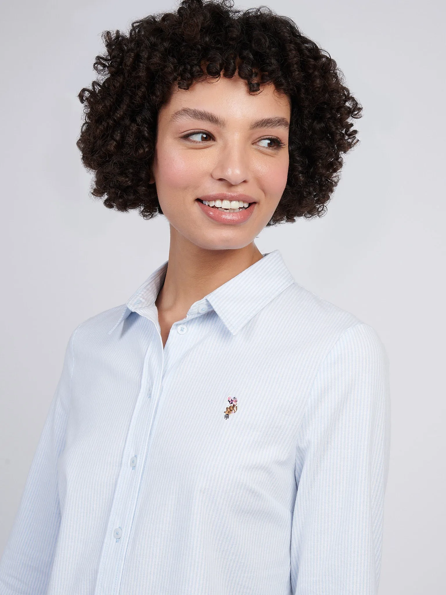 Womens Stripe Stretch Classic Fit Oxford Shirt in Windsurfer