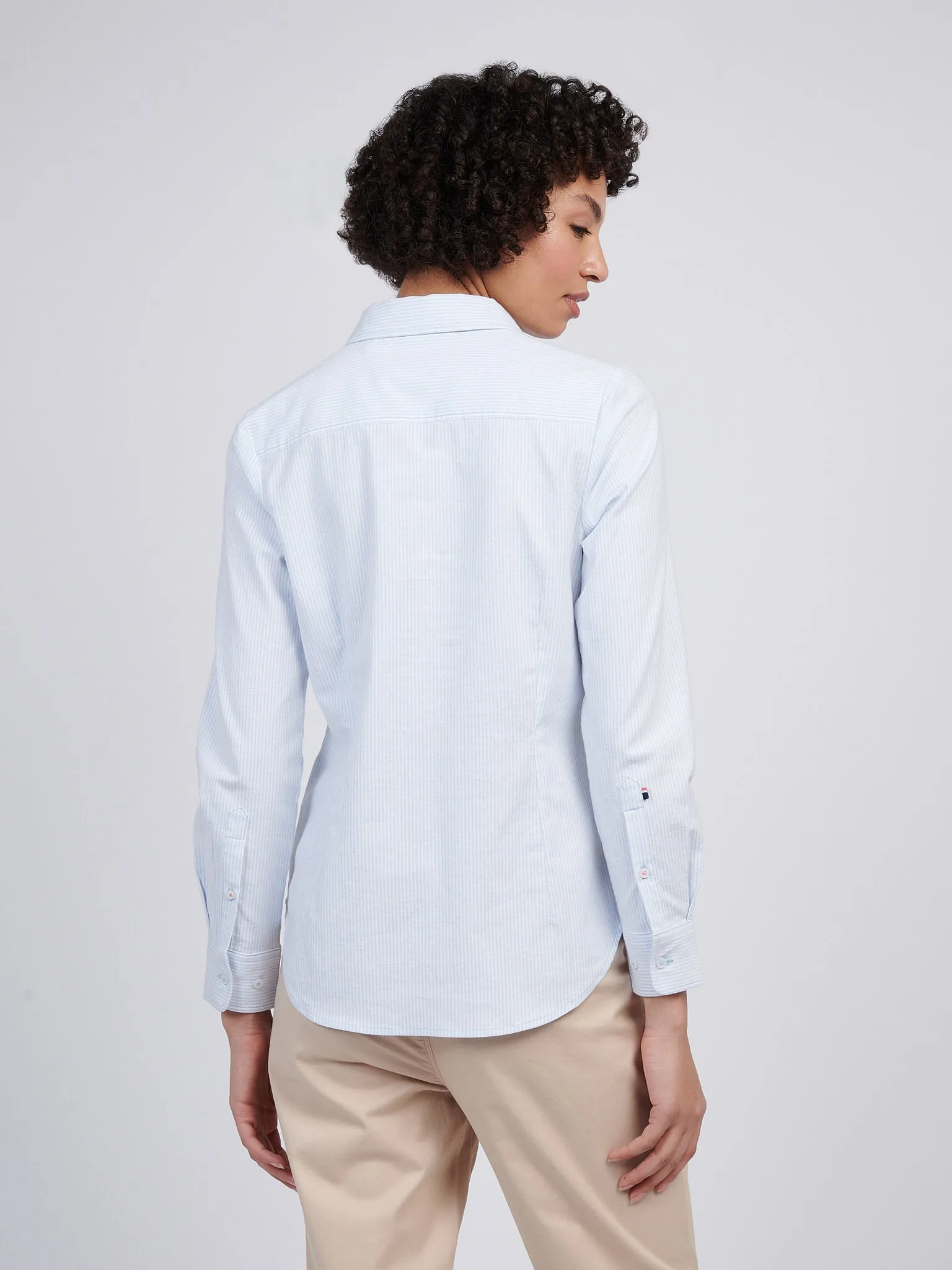 Womens Stripe Stretch Classic Fit Oxford Shirt in Windsurfer