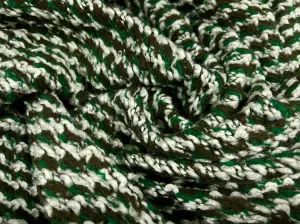 Wool bouclé heavyweight coat & jacket fabric, per metre - green black & white