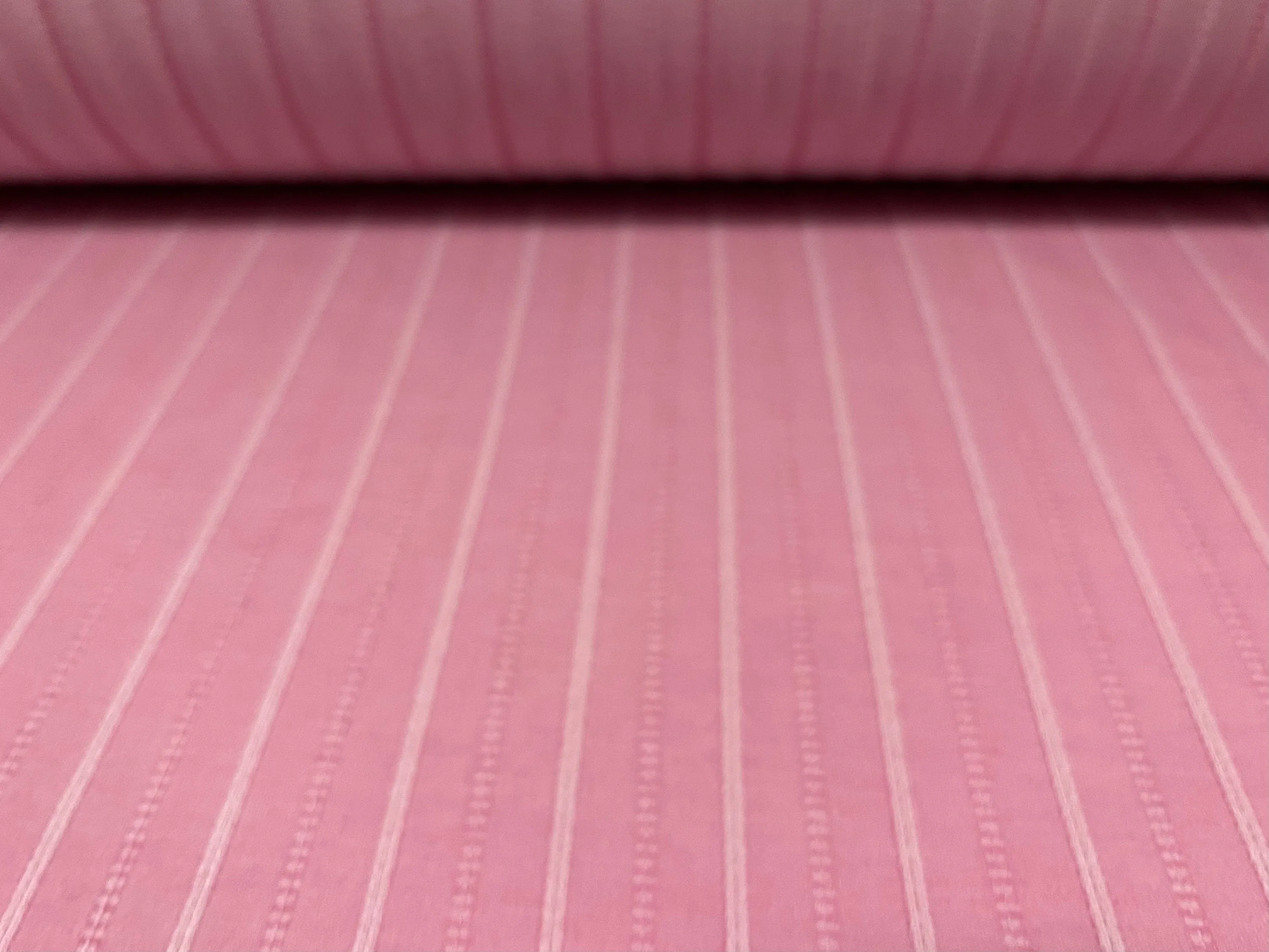 Woven stretch spandex raised pinstripe in a stripe fabric, per metre - rose