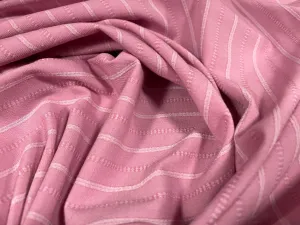 Woven stretch spandex raised pinstripe in a stripe fabric, per metre - rose