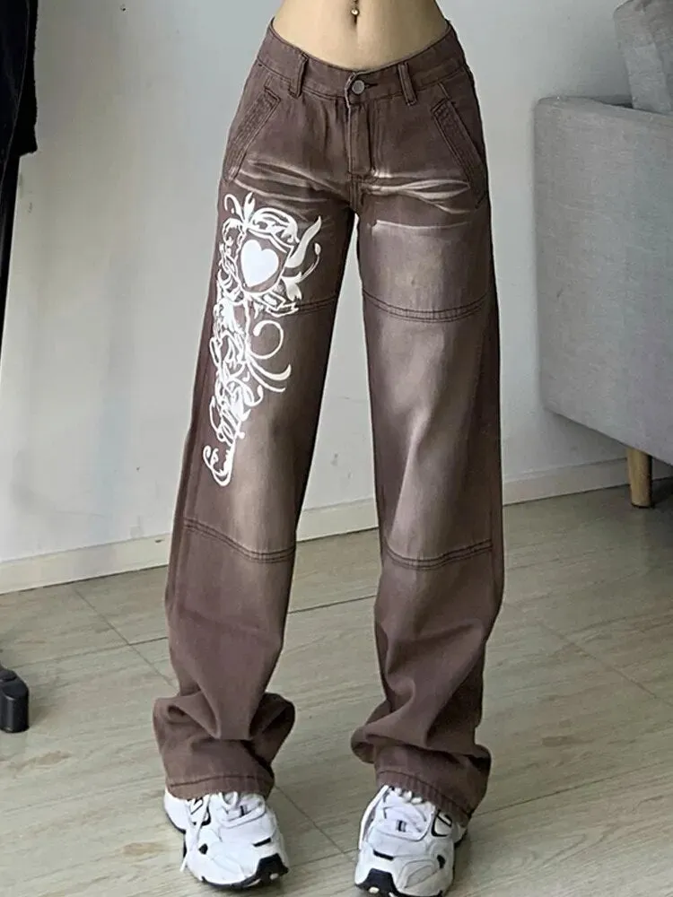 Y2K Women's Hoos Printed Cargo Jeans
