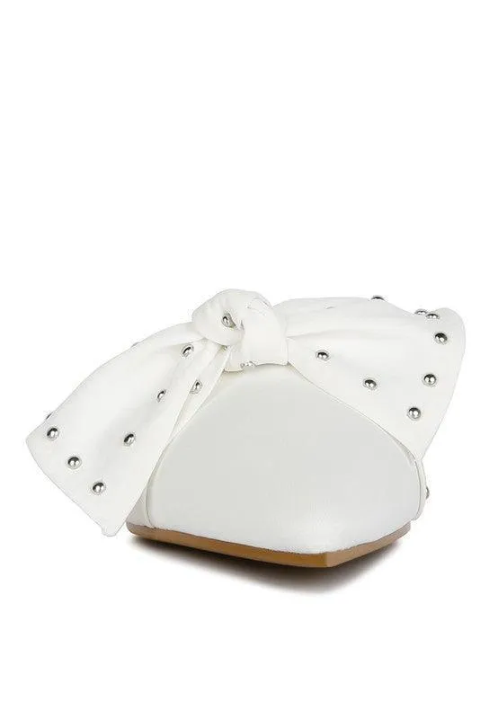 Yancy Studded Chic Bow Flat Mules