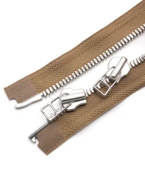 YKK Excella® | Complete, 2 way open-end zipper with double sliders | Silver | Size 8