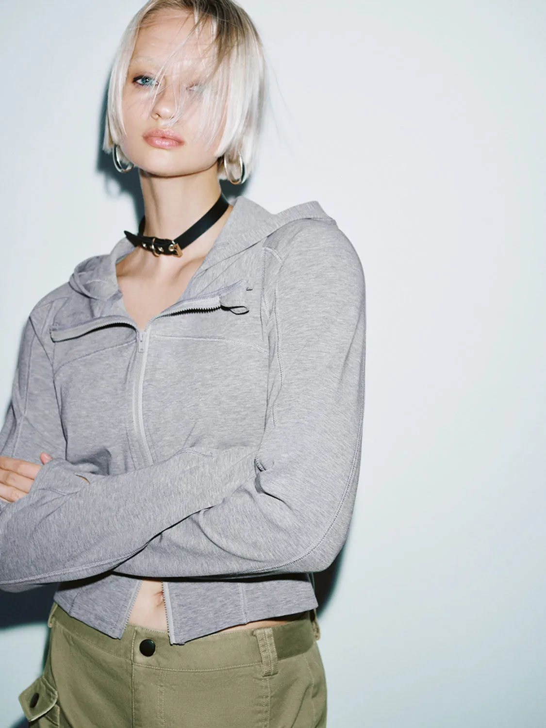 Zip Up Front Cropped Jackets